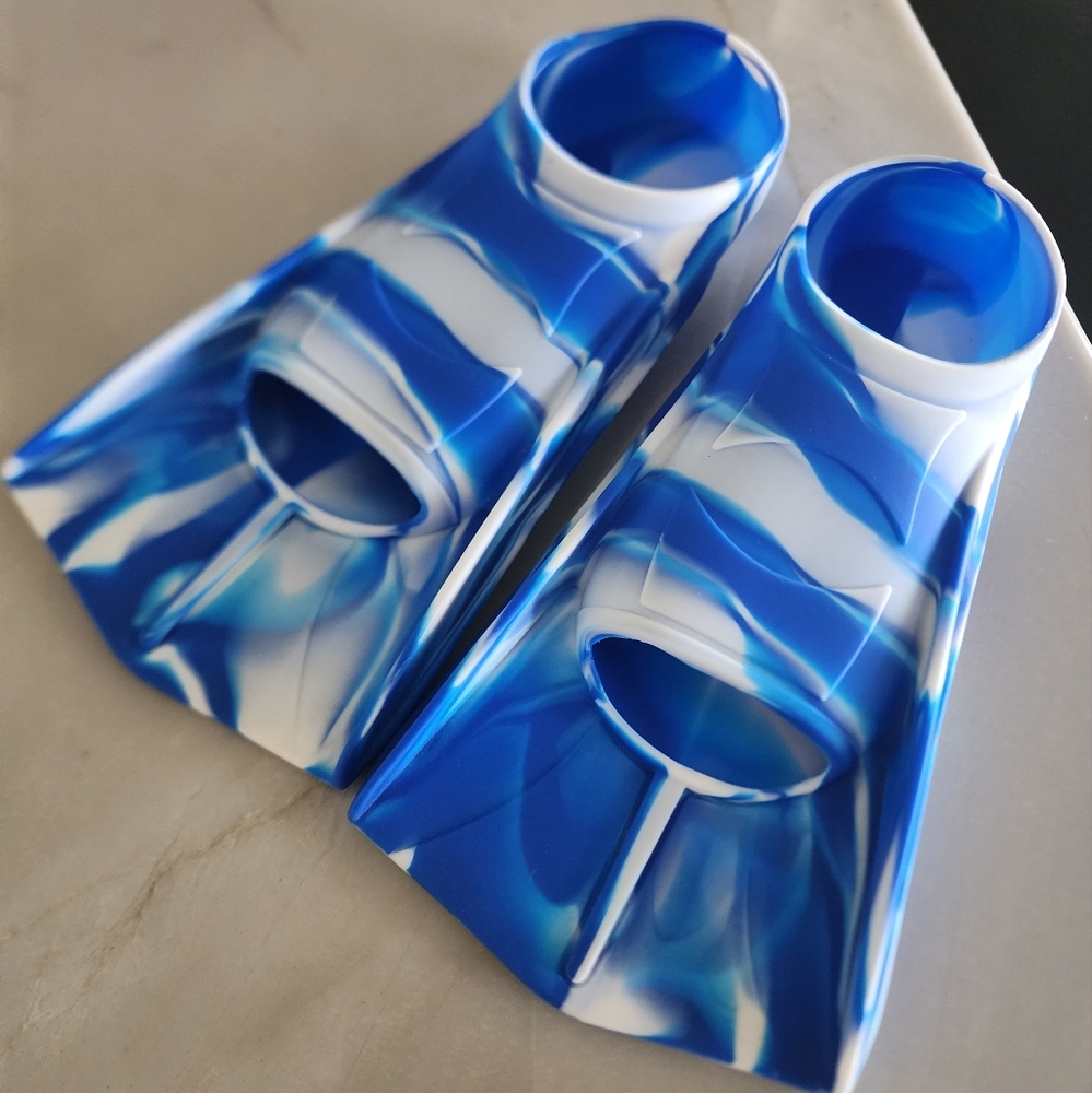 Blue and White Swim Fins Junior 11T 12T 1Y